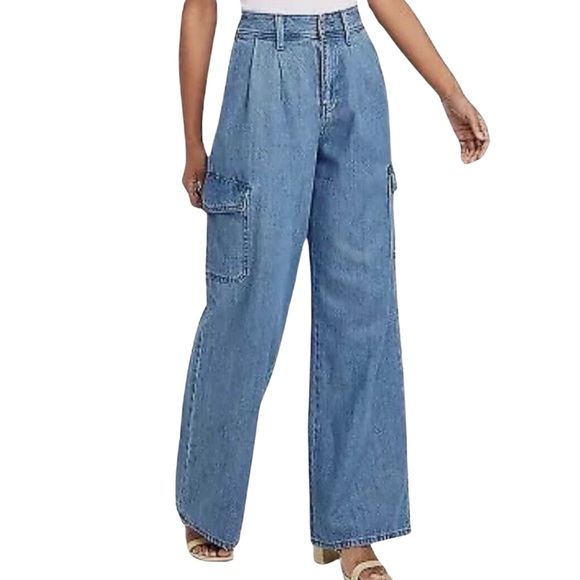 Universal Thread Denim - Universal Threads Wide leg Denim Cargo Pants SZ 2 NWT